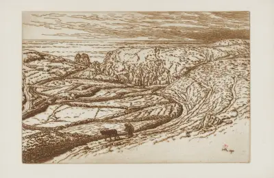Kvinna lastad på väg med sin ko av Henri Rivière