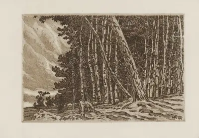 Får och liten skog vid Landmélus av Henri Rivière