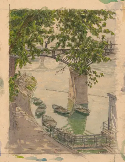 Paris, Quai de Seine av Henri Rivière