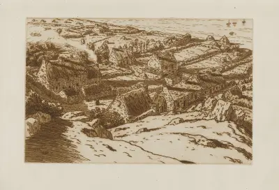 By vid havet sett från en höjd av Henri Rivière