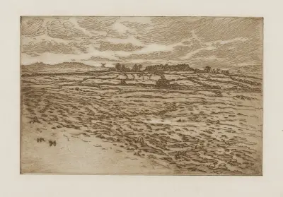 By och väderkvarnar vid horisonten av Henri Rivière