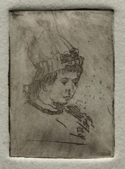 Small Head with Mob Cap av Otto Henry Bacher