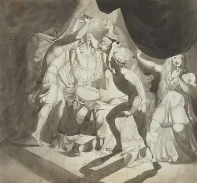 An Old Man Murdered by Three Younger Men av Henry Fuseli