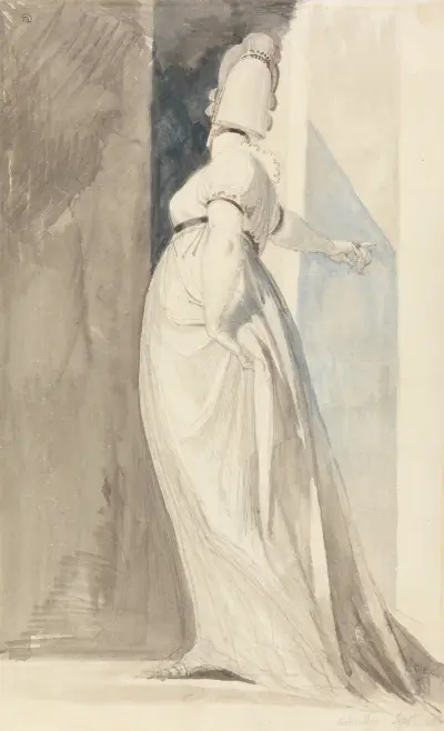 Ryggvy av stående kvinna, kallad Mrs. Fuseli av Henry Fuseli
