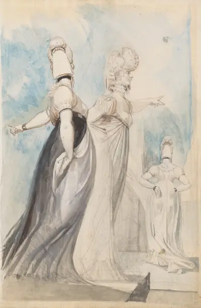 Drei promenierende Damen av Henry Fuseli