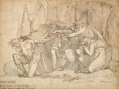 Oidipus i Kolonos, förbannar sin son Polyneikes av Henry Fuseli