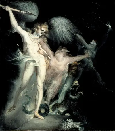 Satan and Death with Sin Intervening von Henry Fuseli