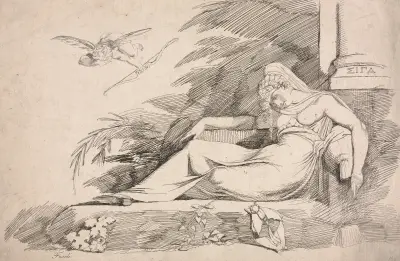 Sleeping Woman with a Cupid av Henry Fuseli