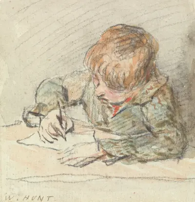 Ein schreibender Junge von William Henry Hunt