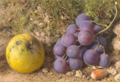 Jablko, hrozny a lískový oříšek, William Henry Hunt