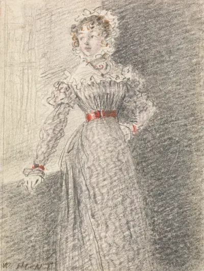 Mädchen mit rotem Gürtel von William Henry Hunt