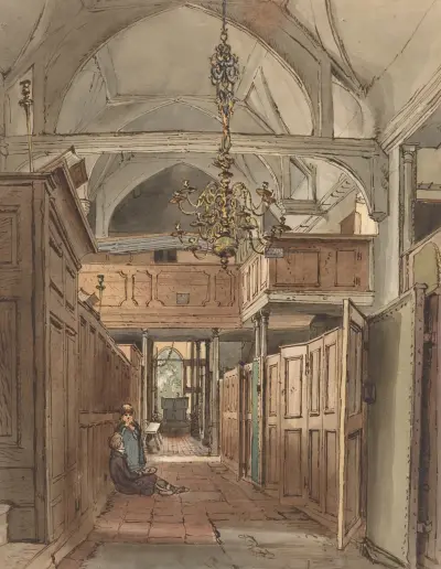 Interior of Bushey Church av William Henry Hunt