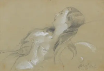 Skiss av en sovande dam av Sir Edwin Henry Landseer