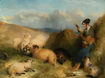 Lassie Herding Sheep av Sir Edwin Henry Landseer