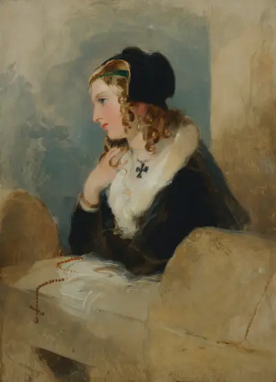 Portrait of Catherine Seyton av Sir Edwin Henry Landseer