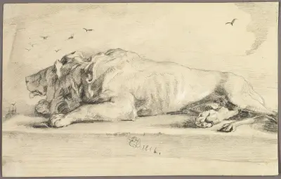 Reclining Lion av Sir Edwin Henry Landseer