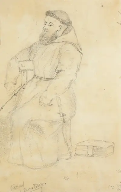 Sittande munk av Sir Edwin Henry Landseer