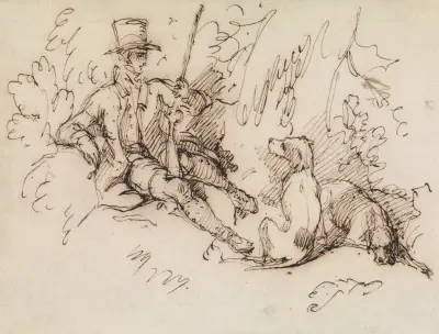 Sportsman and Two Dogs av Sir Edwin Henry Landseer