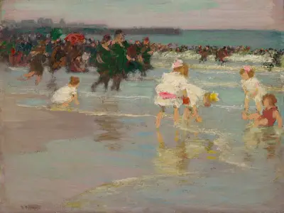 Plážová scéna (nebo Neděle na pláži), 1915, Edward Henry Potthast