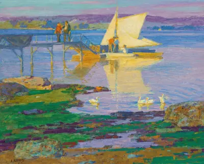 Boat At Dock av Edward Henry Potthast