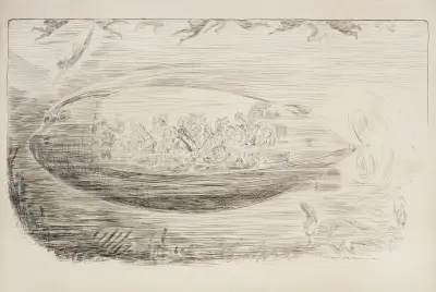 Grupa turystów oglądających ocean z łodzi podwodnej, William Henry Walker