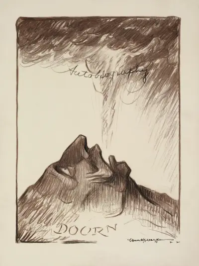 Ein Mann, Doorn, liegt auf dem Boden, Rauch kommt aus seinem Mund von William Henry Walker
