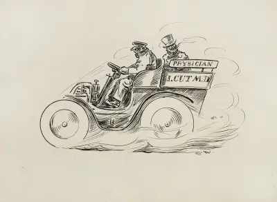 Ein Mann, der einen Arzt (I. Cut M.D.) im Auto fährt von William Henry Walker