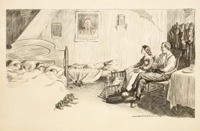 Biedna młoda rodzina z wieloma małymi dziećmi, William Henry Walker