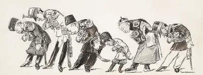 Rząd światowych przywódców w mundurach wojskowych kłania się, William Henry Walker