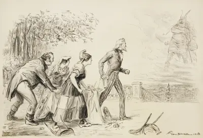 Cztery osoby przy stole na pięknej werandzie, William Henry Walker