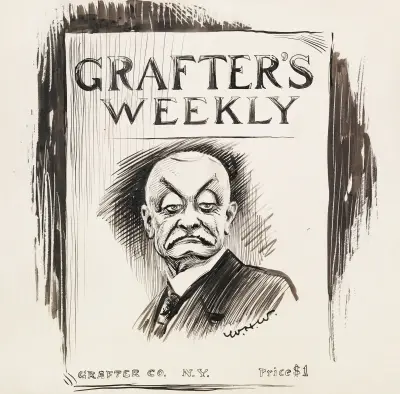 Okładka magazynu „Grafter’s Weekly”, wydawnictwo Grafter Co., Nowy Jork, z portretem surowego mężczyzny, William Henry Walker