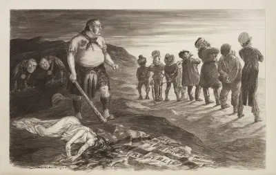 John Bull (Wielka Brytania) bije kobietę (Afryka Południowa), William Henry Walker