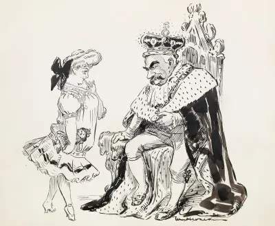 Lillian Russell rozmawia w tematycznym pokoju z królem, William Henry Walker