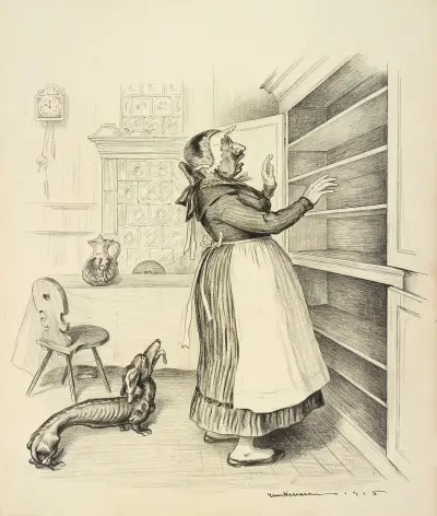 Alte Mutter Hubbard, ging zum Schrank, um ihrem armen Hund einen Knochen zu holen von William Henry Walker