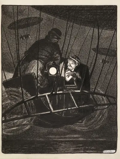 Männer im Luftschiff bei Nacht von William Henry Walker