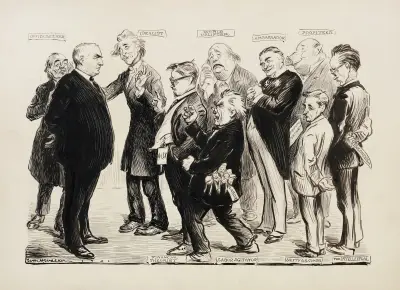 Prezydent Warren G. Harding w otoczeniu grupy mężczyzn, William Henry Walker