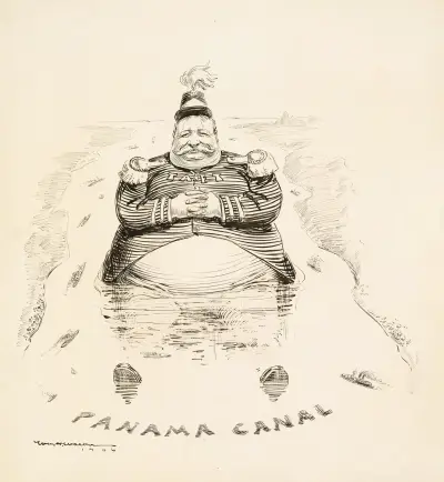 Sekretarz wojny William Howard Taft siedzi w Kanale Panamskim, William Henry Walker