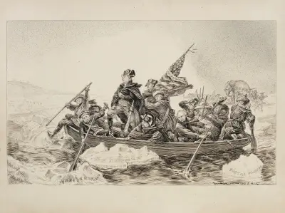 Theodore Roosevelt i jego zwolennicy przedstawieni jako Waszyngton przekraczający Potomac, William Henry Walker