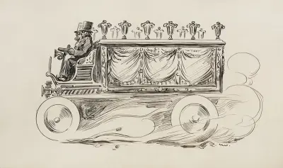 Zwei Männer, die einen Leichenwagen lenken von William Henry Walker