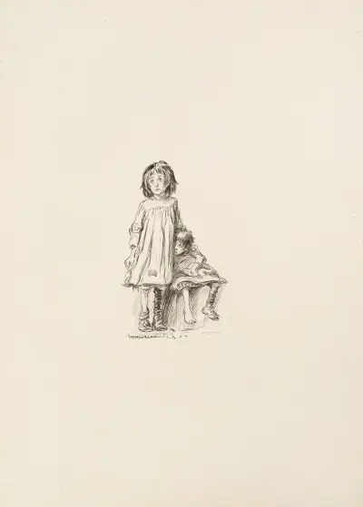Zwei arme Kinder in zerlumpten Kleidern von William Henry Walker