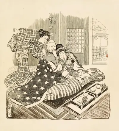 Wuj Sam w towarzystwie młodej Japonki, William Henry Walker