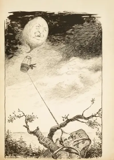 William Jennings Bryan als Last für die Demokratische Partei und Grover Cleveland als Heißluftballon von William Henry Walker