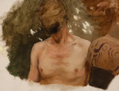 Study of the Bust of a Naked Youth with a Vase av Henryk Siemiradzki