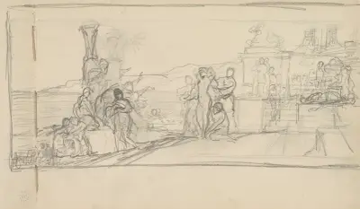 Skiss till Fryne vid Poseidonfirandet i Eleusis av Henryk Siemiradzki