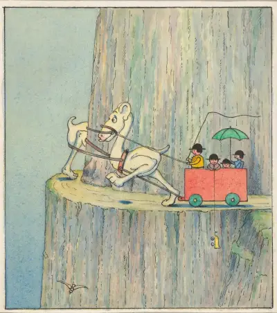 Figures Ascending a Cliff Road av Herbert Crowley