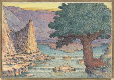 River Landscape with Rapids av Herbert Crowley