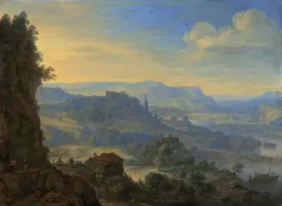 Imaginärt flodlandskap av Herman Saftleven