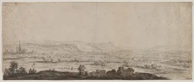Landscape with the Village of Schenkenschanz, Gelderland av Herman Saftleven