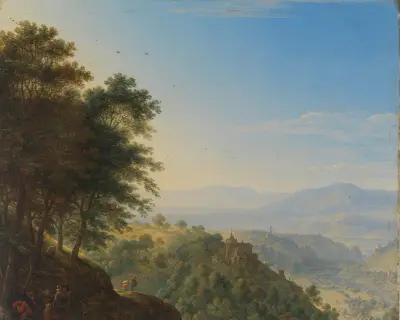 Mountainous landscape near Boppard aan de Rijn av Herman Saftleven