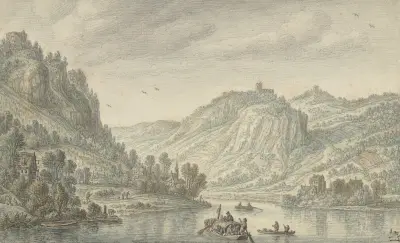 Rijn bij de Drachenfels av Herman Saftleven